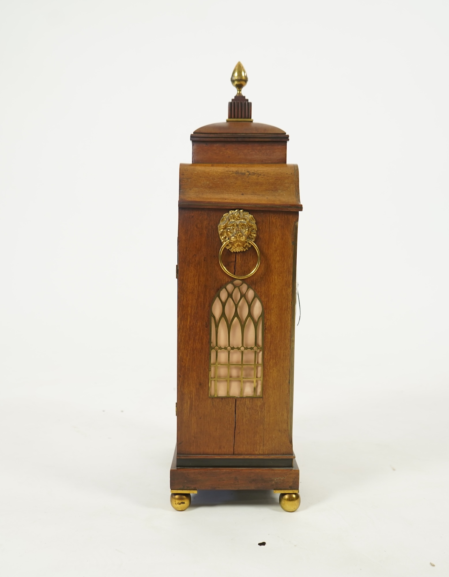 A Regency mahogany and cut brass inlaid bracket clock